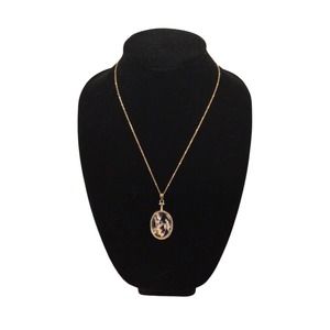 Antique Style Beveled Glass Necklace with Dried Flowers